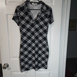 No Comment Chic Black and White Checkered Mini Dress